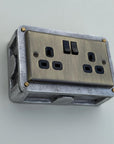 Antique Brass Double Switched Socket | 13A 2 Gang Solid Cast Metal