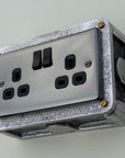 Black Nickel Double Switched 13A Socket | 2 Gang Solid Cast Metal Industrial Power Socket