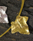 Gold Ivy Leaf Pendant, Handmade Nature Jewelry, Organic Forest Necklace, Gift for Longevity & Luck, Eco Sustainable Sterling Silver 925