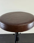 Vice Clamp Adjustable Stool | Cast Iron Industrial Seat | Leather Top