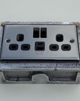 Black Nickel Double Switched 13A Socket | 2 Gang Solid Cast Metal Industrial Power Socket