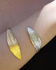 Olive Leaf Cuff Bracelet - Sterling Silver with Gold Plating-0