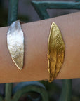 Olive Leaf Cuff Bracelet - Sterling Silver with Gold Plating-3