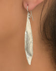 Nature-Inspired Olive Leaf Earrings, Long Dangle (Recycled Sterling)-2