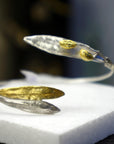 Real Olive Leaf Silver Cuff Bracelet, Handmade Nature Jewelry, Organic Forest Cuff, Gift for Peace & Protection, 14K Gold Plated Sterling Silver 925