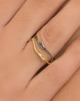 Jasmine Twig Ring - Two-Tone Sterling Silver Minimalist Band-2
