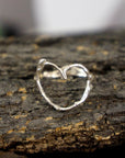 Real Jasmine Twig Silver Ring with Heart Detail, Handmade Nature Jewelry, Organic Botanical Band, Gift for Beauty & Appreciation, Sterling Silver 925