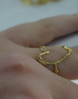 Real Jasmine Twig Silver Ring with Heart Detail, Handmade Nature Jewelry, Organic Botanical Band, Gift for Beauty & Appreciation, Sterling Silver 925