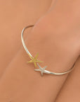 Gold Starfish Bracelet, Two-Tone Silver and Gold, Nature Inspired Jewelry Gift for Women-0