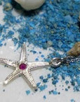 Real Starfish Gold Pendant Necklace with Zircon, Handmade Nature Jewelry, Organic Nature Pendant, Gift for Love, 14K Gold Plated Sterling Silver 925