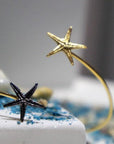 Nature-Inspired Starfish Bracelet, Two Tone Silver and Gold (Adjustable Cuff)-4