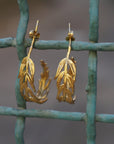 Real Araucaria Leaf Hoop Earrings, Handmade Nature Jewelry, Organic Botanical Hoops, Unique Gift for Nature Lovers, Gold or Sterling Silver 925