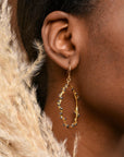 Real Mimosa Leaf Gold Hoop Earrings with Black Rhodium Detail, Handmade Nature Jewelry, Organic Botanical Hoops, Gift for Renewal & Fortitude, Sterling Silver 925