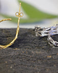 Real Araucaria Leaf Hoop Earrings, Handmade Nature Jewelry, Organic Botanical Hoops, Unique Gift for Nature Lovers, Gold or Sterling Silver 925