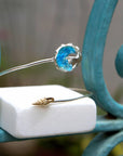 Murano Glass Silver Bangle Bracelet, Handmade Nature Jewelry, Organic Forest Cuff, Gift for Longevity & Love, Sterling Silver 925