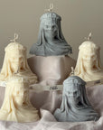 Handmade Halloween Vailed Lady Skull Candle: Spooky Soy Wax Home Decor-0