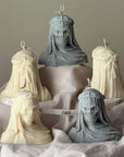 Handmade Halloween Vailed Lady Skull Candle: Spooky Soy Wax Home Decor-3
