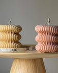 Irregular Ribbed Soy Pillar Candle: Handmade Home Decor-0