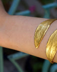 Olive Leaf Cuff Bracelet - Sterling Silver with Gold Plating-2