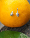 Olive Fruit Earrings: Minimalist Sterling Silver Studs (Tiny Size)-0
