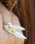 Statement Nature Ring: Olive Leaves Design - Adjustable Sterling Silver-0