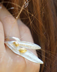 Real Olive Leaf Silver Ring, Handmade Statement Jewelry, Organic Botanical Band, Gift for Peace & Protection, Sterling Silver 925