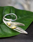 Statement Nature Ring: Olive Leaves Design - Adjustable Sterling Silver-1