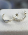 Gold Olive Leaf Hoop Earrings - Delicate Small Sterling Silver Hoops-4