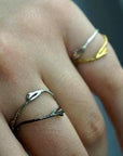 Jasmine Twig Ring - Two-Tone Sterling Silver Minimalist Band-3
