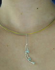 Jasmine Twig Necklace: Floral Nature Jewelry (Sky Blue Raw Murano)-0