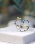Real Jasmine Twig Silver Ring with Heart Detail, Handmade Nature Jewelry, Organic Botanical Band, Gift for Beauty & Appreciation, Sterling Silver 925