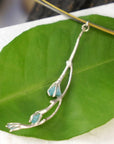 Jasmine Twig Necklace: Floral Nature Jewelry (Sky Blue Raw Murano)-1