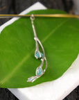 Jasmine Twig Necklace: Floral Nature Jewelry (Sky Blue Raw Murano)-3