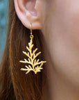Cypress Leaf Earrings: Lightweight Dangle - Gold or Silver-0