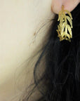Real Araucaria Leaf Hoop Earrings, Handmade Nature Jewelry, Organic Botanical Hoops, Unique Gift for Nature Lovers, Gold or Sterling Silver 925