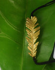 Real Acacia Leaf Cord Bracelet, Handmade Nature Jewelry, Adjustable Botanical Cord Bracelet, Gift for Renewal & Fortitude, Gold or Sterling Silver 925