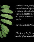 Real Mimosa Leaf Gold Hoop Earrings with Black Rhodium Detail, Handmade Nature Jewelry, Organic Botanical Hoops, Gift for Renewal & Fortitude, Sterling Silver 925