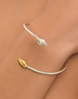 Sea Shell Cuff Bracelet, Dainty Gold Plated Silver (Adjustable)-0