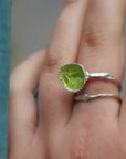 Nature Jewelry Sterling Silver Ring, Green Murano Glass (Adjustable Sizes)-0
