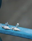 Sterling Silver Sea Shell Earrings: Dainty Nature-Inspired Studs-1