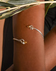 Handmade Olive Leaf and blossom Bracelet for Women. Recycled Sterling Silver 925 Unique and Luxury jewellery.