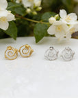 Women gift jewelry,Spiral Stud Earrings, Jasmine Twig in sterling silver 925 or 14k Gold Plated.Spiral symbol of life's unfolding journey.