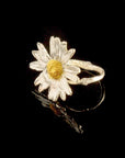 Nature Inspired Daisy Ring - Gold Plated Recycled Brass with Black Rhodium