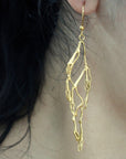 Real Jasmine Branch Earrings, Handmade Nature Jewelry, Organic Statement Dangles, Eco Gift for Purity & Luck, Gold or Sterling Silver 925