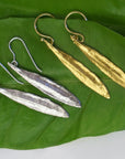 Every day Leaf earrings gift for women in Sterling recycled Silver or Gold Plated. Olive symbolize peace, protection, and fertility.