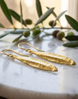 Every day Leaf earrings gift for women in Sterling recycled Silver or Gold Plated. Olive symbolize peace, protection, and fertility.