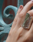 Gold Ginkgo Biloba Leaf Ring, Handmade Statement Jewelry, Organic Nature Band, Boho Gift for Luck & Health, Sterling Silver 925