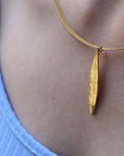 Real Olive Leaf Necklace, 14K Gold Plated Brass Pendant, Handmade Minimalist Jewelry Gift, Birthday Gift for Women, Nature Inspired Boho