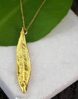 Real Olive Leaf Necklace, 14K Gold Plated Brass Pendant, Handmade Minimalist Jewelry Gift, Birthday Gift for Women, Nature Inspired Boho