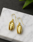 Real Pistachio Earrings, 14K Gold Plated Brass Jewelry, Gold Drop Earrings, Handmade Minimalist Jewelry Gift, Gift for Her